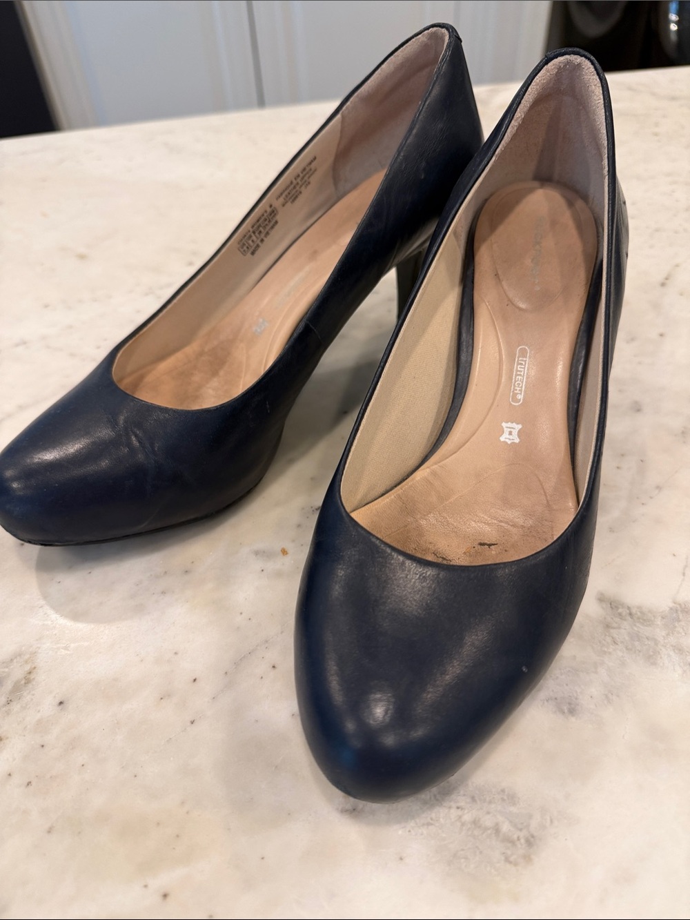 Rockport Seven to 7 Navy Leather Closed-Toe Heels built in Platform